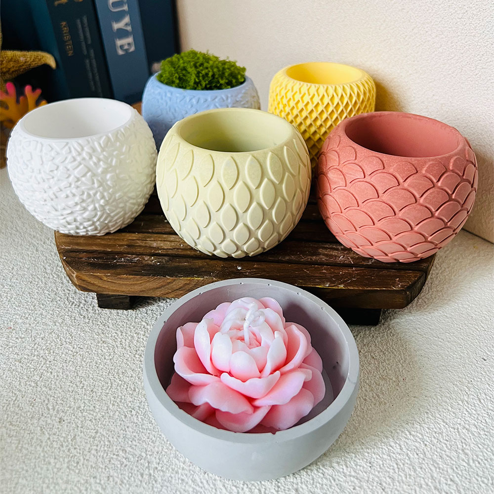 Ceramic Candle Vessel - Peixe Escala Padrão Cimento Vela Cup